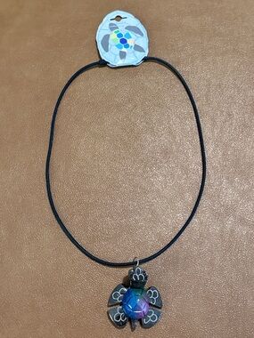 Marble Multicolor iridescent Turtle Pendant Necklace for Women’s.